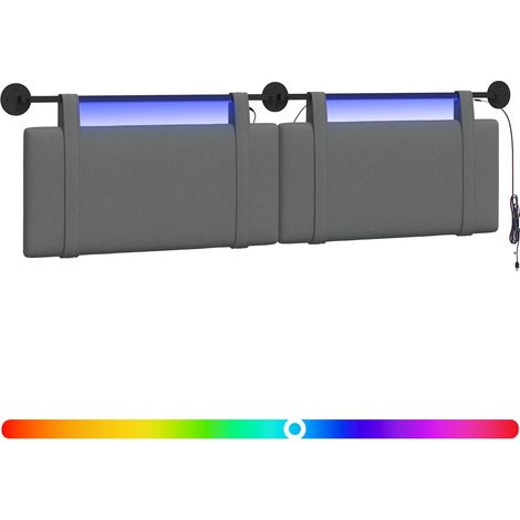 Hängendes Kopfteil Mit LED Licht Dunkelgrau Stoff vidaXL