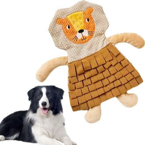 Tapis de fouille pour chiens, tapis d'entraînement interactif en forme de lion, jouet distributeur de croquettes lent, peluche douce pour lutter contre l'ennui et stimuler l'odorat, utilisable en inté (1/5)