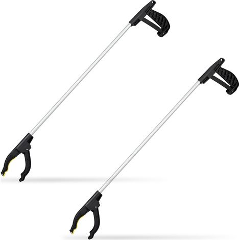 Pince de préhension, lot de 2, outil de ramassage, pour personnes âgées, aluminium, attrape-tout, 76 cm, argenté/noir