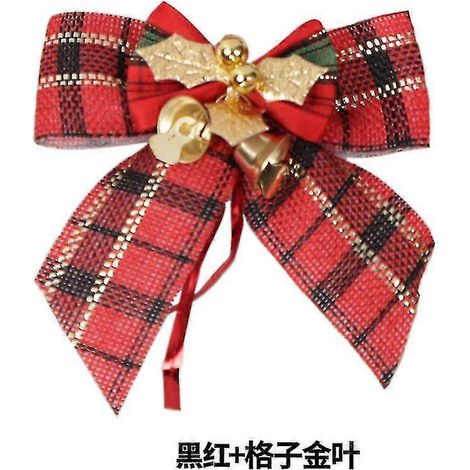 5 pendentifs sapin de Noël avec clochettes et nœud de Noël H (1/4)