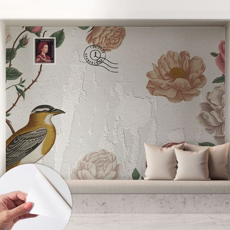 Fotomurale adesivo - murale da parete - Carta da parati autoadesiva - design parete moderno - Fiori vintage 208x146 cm (1/5)