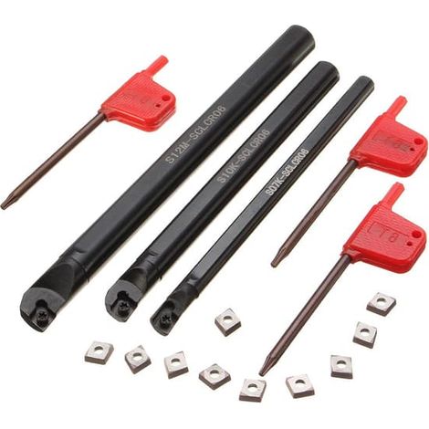 Kit d'outillage pour tour CNC : 3 porte-outils + 10 plaquettes CMT + 3 clés, kit d'usinage de précision (1/3)