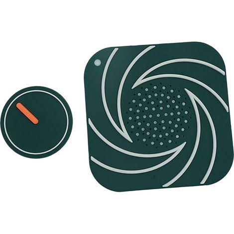 Bouchon de vidange de baignoire, tapis de vidange flexible, tapis de vidange désodorisant, amovible, vert, 15 x 15 cm (1/3)