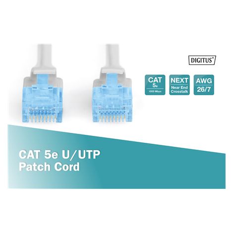 Digitus CAT 5e Câble de brassage Paire torsadée non blindée (UTP) Mâle RJ-45 Mâle RJ-45 Gris 3 m (1/3)