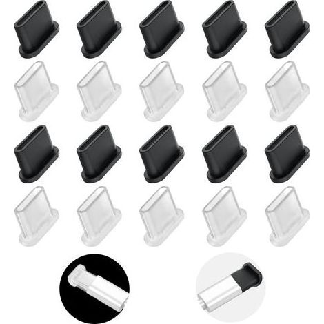 20 Pièces Capuchons Anti-poussière en Plastique pour Câble de Données de Protection USB C, Protection Contre la Poussière du Câble de Charge, Cache de Port Compatible avec Ports de Charge de Type C (1/5)