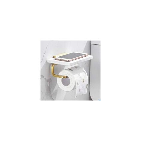 Soporte de papel higiénico de pared con taladro y tornillos, accesorios de baño de mármol - Crezuo (1/4)