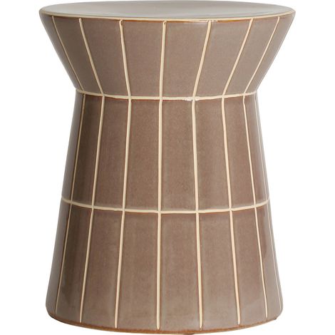 Table d appoint contemporaine en céramique brillante - marron brillant avec lignes claires (1/5)