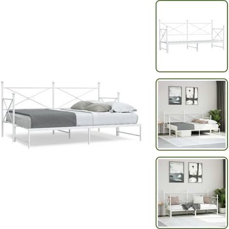 vidaXL Lit de jour avec lit gigogne sans matelas blanc 90x190 cm acier