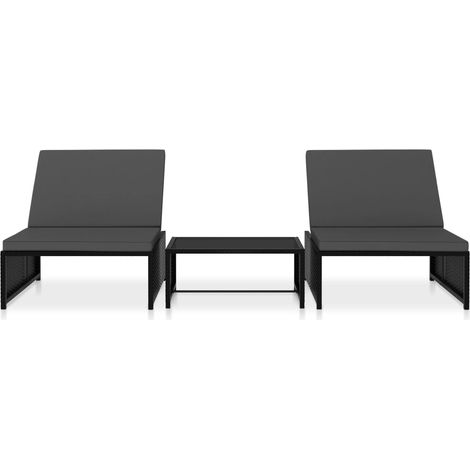 Maison Exclusive - Sedie da Giardino Reclinabili 2 pz con Tavolo in Polyrattan (1/5)