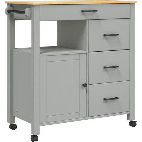Chariot de cuisine，Chariot de Service，Desserte Cuisine MONZA 84x40x90 cm bois massif de pin CFW38999 (1/5)