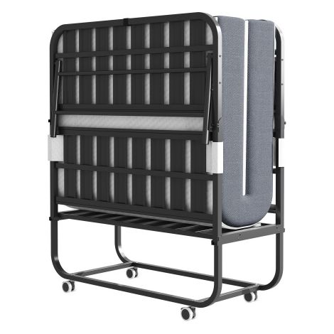 Lit pliant une place (190 x 96 cm) avec matelas en mousse à mémoire de forme de 9,5 cm d'épaisseur lit d'appoint portable/lit roulant doté d'une structure métallique robuste.