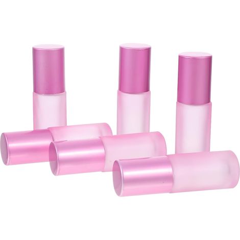 6 flaconi roll-on in vetro rosa satinato da 5 ml, ricaricabili. (1/5)