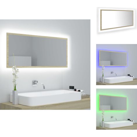Badezimmerwaschtische - Living LED-Badspiegel Sonoma-Eiche 100x8,5x37 cm Acryl (1/5)