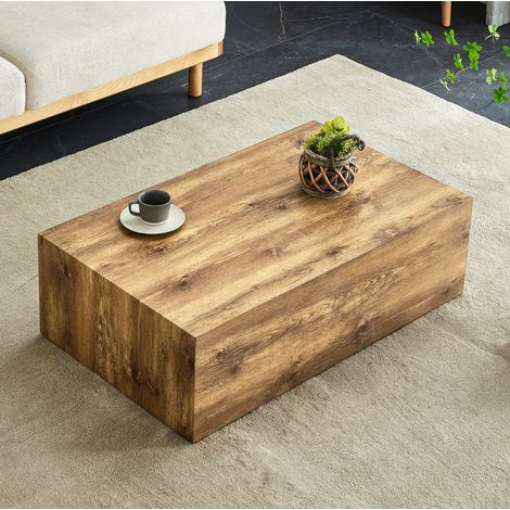 Tavolino da caffè rettangolare 90 x 50 x 30 cm in MDF effetto legno, senza montaggio HAVRYA (1/5)