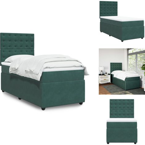 Sommier à lattes de lit avec matelas Vert foncé 90x190 cm - Sommier À Lattes De Lit - Sommiers À Lattes De Lit - Lit - Meuble De Chambre À Coucher (1/5)