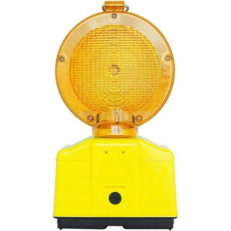 LAMPADA DA CANTIERE LAMPEGGIANTE 'DOUBLE BLINK ROAD' corpo giallo fluo - diffusore arancione