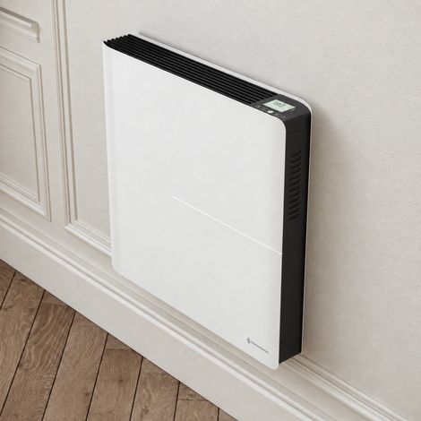 Radiateur électrique connecté 1000W double système de chauffe horizontal Blanc Molia