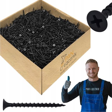 Vis Pour Bois Et Plaques De Plâtre Pan Łącznik, 3.5 x 45 mm, Noires PH2 Phosphatées, Sac 10 kg (1/5)