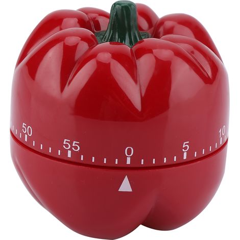 Minuteur Mécanique - Minuterie De Cuisine 60 Minutes - Pour Cuisson Et Pâtisserie - Design Poivron Rouge - 1 Pièce (1/5)