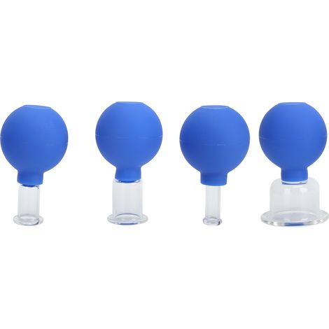 Lot de 4 ventouses de liposuccion multi-tailles pour le traitement de la cellulite et l'élimination des cellules mortes. Fabriquées en caoutchouc durable, elles sont dotées d'un système de vide perfor