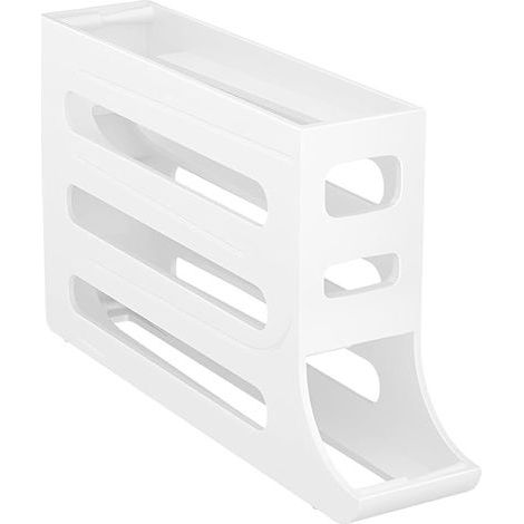 Distributeur d'œufs roulant automatique à 4 niveaux - Petit porte-œufs pour réfrigérateur et organisation de comptoir - Organisateur de porte-œufs en plastique durable, un