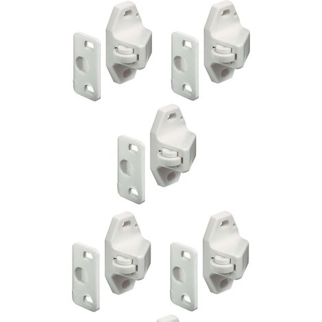 cyclingcolors 5x chiusure a molla per porte + 5x contropezzo bianco plastico mobili armadio Chiavistello Cricchetto (1/3)