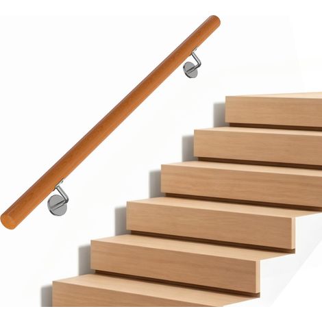 COSTWAY Corrimano per Scale in Legno, Ringhiera Antiscivolo da Parete con Supporto e Kit di Installazione, Passamano mano per Scale Interne per Anziani e Bambini, per Cucina e Bagno (100 cm) (1/5)