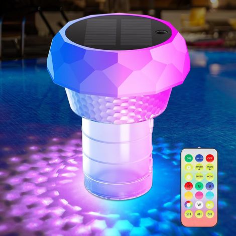 Chlore flottant pour piscine avec lampe solaire (pour tablettes de 1" et 3"), boîte de désinfection solaire, avec télécommande (1/5)
