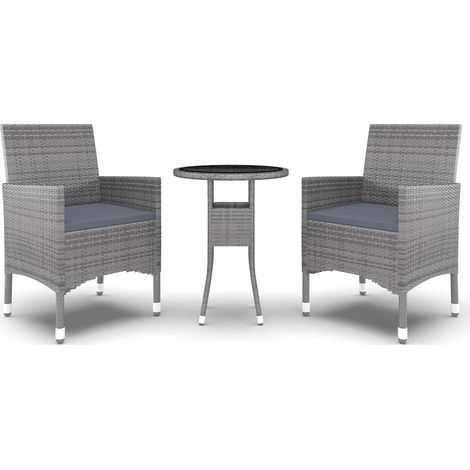 Maison Exclusive - 3-tlg. Garten-Essgruppe Poly Rattan Grau (1/5)