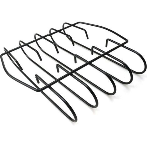 Barbecue charbon de bois,Support de côtes de fumoir, support de côtes pour barbecue, accessoires de support de côtes pour barbecue, fer antiadhésif- (1/5)
