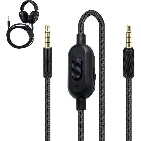 Câble Audio pour Casque 2M, Compatible avec Logitech G Pro G PRO X G233 G433 3.5mm Câble d'extension Audio, Câble Audio pour Casque de Jeu Câble de Contrôle du Volume avec Microphone (Noir) (1/2)