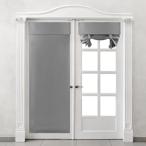 Rideaux de porte de salon et de chambre à coucher Rideaux coupe-vent et isolants thermiques Aucun perçage requis Rideaux à embrasses 66 x 173 cm Gris 2 pièces