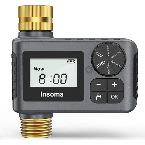 (Type BSPT, Espagne) Système d'arrosage automatique INSOMA, programmateur d'arrosage intelligent pour jardin avec raccord pivotant en laiton pour tuyau d'arrosage extérieur IPX5 (1/4)