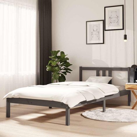 vidaXL Bed Frame without Mattress Grey Solid Wood 100x200 cm (1/5)