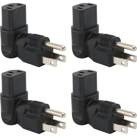 Lot de 4 adaptateurs secteur 90° NEMA 5-15P vers IEC320 C13, prise américaine 3 broches 125V pour chargeur d'ordinateur portable (1/5)