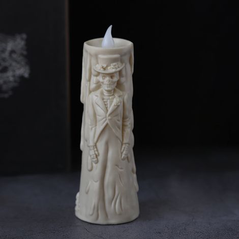 Lampe Squelette Halloween - Bougie LED Luminouse - Décoration Horreur Intérieure - Couple Fantôme Marié - 1 Pièce (1/2)