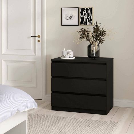 Dmora - Cassettiera Artic, Settimino multiuso, Comò camera da letto, Mobile con cassetti, 77x50 h70 cm, Nero (1/5)
