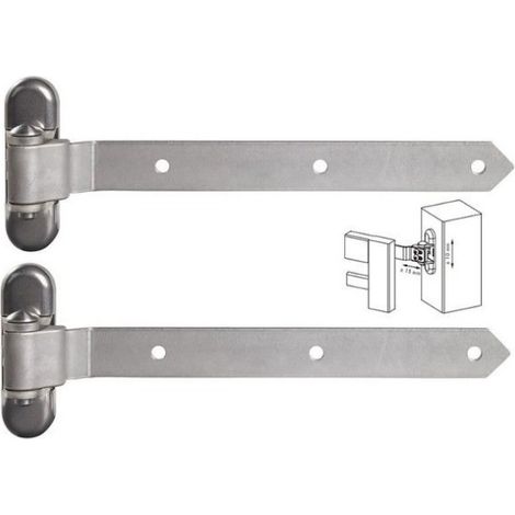 Charnières pour porte industrielle en bois, réglage 3-D, L du bras 350mm  - LOCINOX - (1/2)