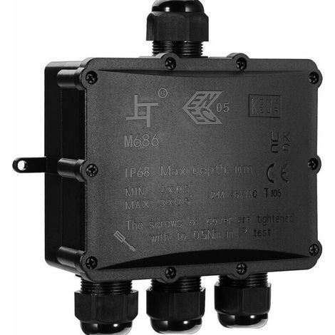 Boîte de Dérivation Étanche IP68 pour Usage Extérieur - 4 Voies Plus Grande Capacité de Câble, Connecteur Boîte de Jonction Électrique pour Câbles Ø 4 à 14mm, Matériau en ABS + PVC (1/5)