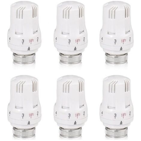 Tete Thermostatique Radiateur, 6 Pièces Tête de Vanne de Radiateur, Robinet Thermostatique Radiateur, M30 X 1,5 Tête de Thermostat, Tête de Radiateur pour Le Bureau et La Maison(A) (1/4)