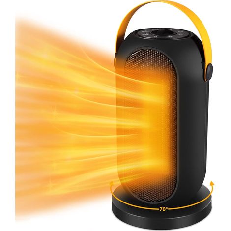 Portable electric heater, 1200W/600W, safe and quiet ceramic oscillating heater, tilt and overheat protection, suitable for office and home use (1/4)