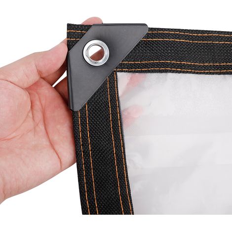 Film transparent imperméable pour véranda/serre (2 x 3 m avec 10 élastiques), en polyéthylène épais, antigel et isolant thermique. (1/5)