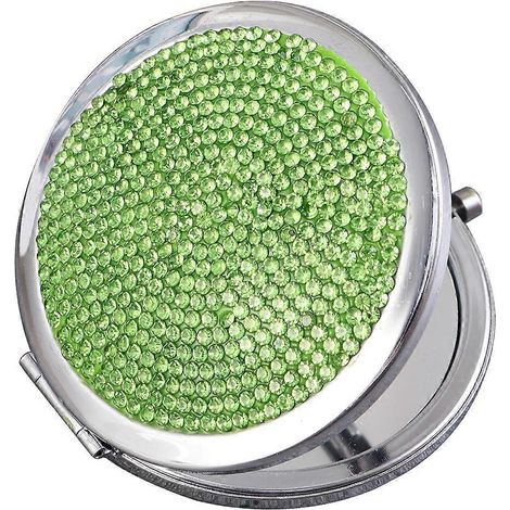 Miroir à strass pour femme, double face, haute définition, vert clair, 7 x 7 x 1,7 cm, 1 pièce (1/5)