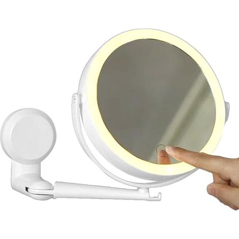 Trade Shop - Maquillaje De Pared De Espejo Iluminado Con Lúmpresa De Aumento Regulable Led Recargable - (1/5)