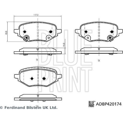 Kit de plaquettes de frein, frein à disque BLUE PRINT ADBP420174 MG 10489774