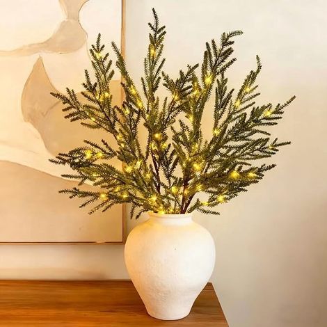 Branches De Pin De Norfold - 15,4 Cm - Branches Artificielles Avec Lumières Intégrées - Décoration Intérieure Et Extérieure - 5 Pièces