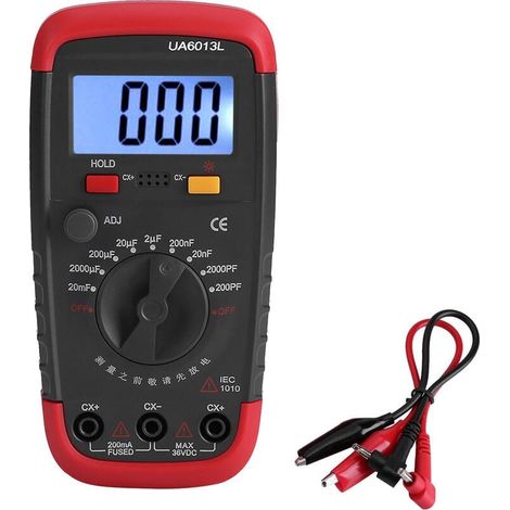 Professionelles Kapazitätsmessgerät, digitaler Kondensatortester 0,1 pF – 20000 uF mit Kapazitätsmessgerät mit LCD-Hintergrundbeleuchtung und Schutzmantel Max 1999 (1/5)