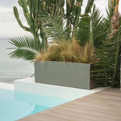 JARA 60 Macetero Rectangular de Interior y Exterior Para Plantas y Flores Muy Resistente al Paso del Tiempo. Jardinera Hecha de Polietileno en España - Topo