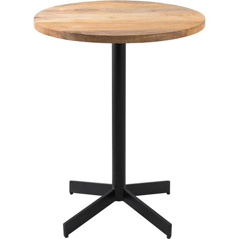 Runder Bistrotisch aus Massivholz und schwarzem Metall D60 cm MEERA