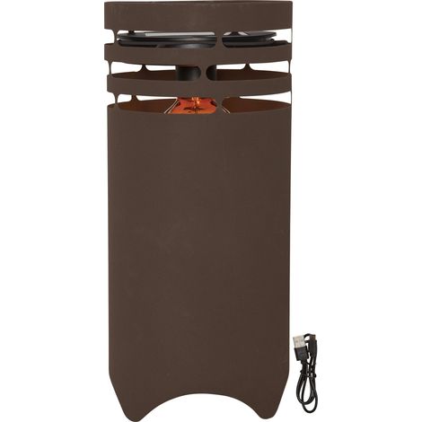 Solar Bodenleuchte ,Marron', Metall, USB und Solar, braun, 40cm, Ø 18,5cm (1/5)